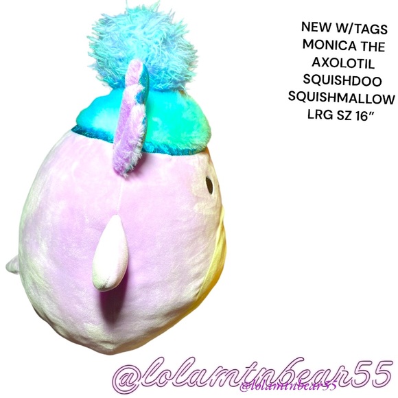 NEW W/TAGS MONICA THE AXOLOTIL SQUISHDOO SQUISHMALLOW LRG SZ 14” SQUISHY & CUTE - Picture 9 of 9